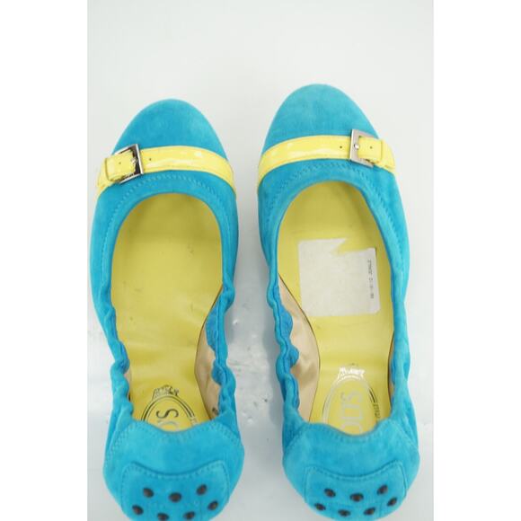 Tod's Dee Blue Suede Belted Cap Toe Ballet Flats Size 36.5 Women's shoe New - Picture 9 of 10
